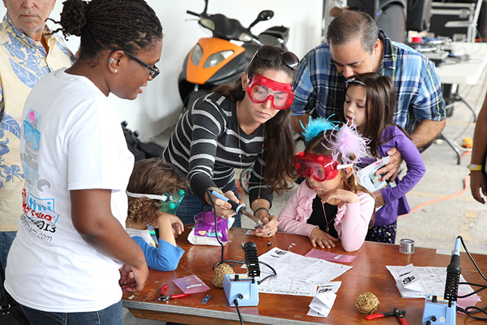 miami maker fair kids soldering photo