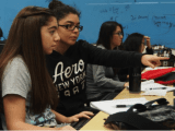 Girls who code at FIU lab photo