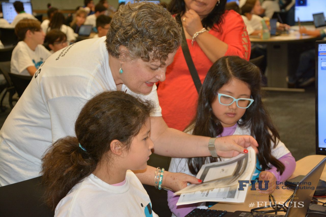 Photo of Cristy Charters and students at CodeFest 2018