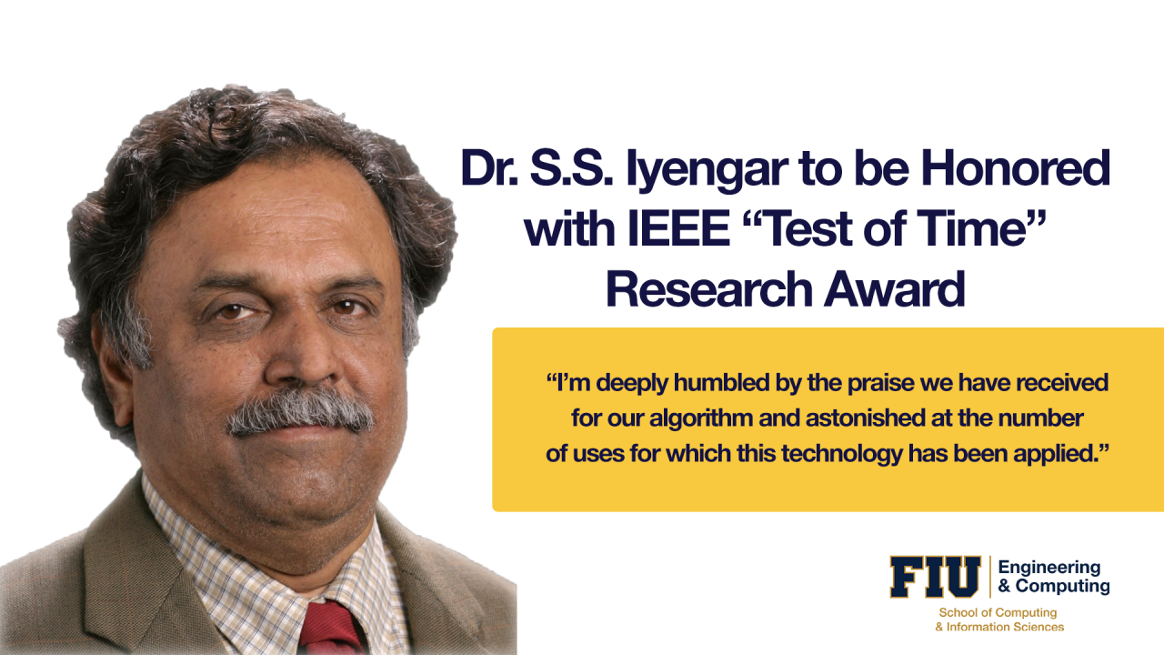 Image of S.S. Iyengar honored with IEEE Test of Time Research Award